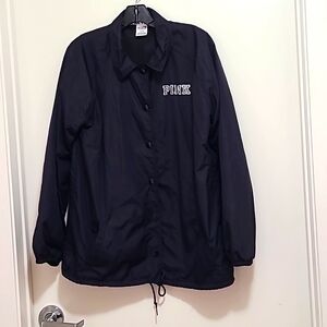 Victoria's Secret Pink‎ Navy-Blue Button Up Wind Breaker Ladies Size Medium Fall